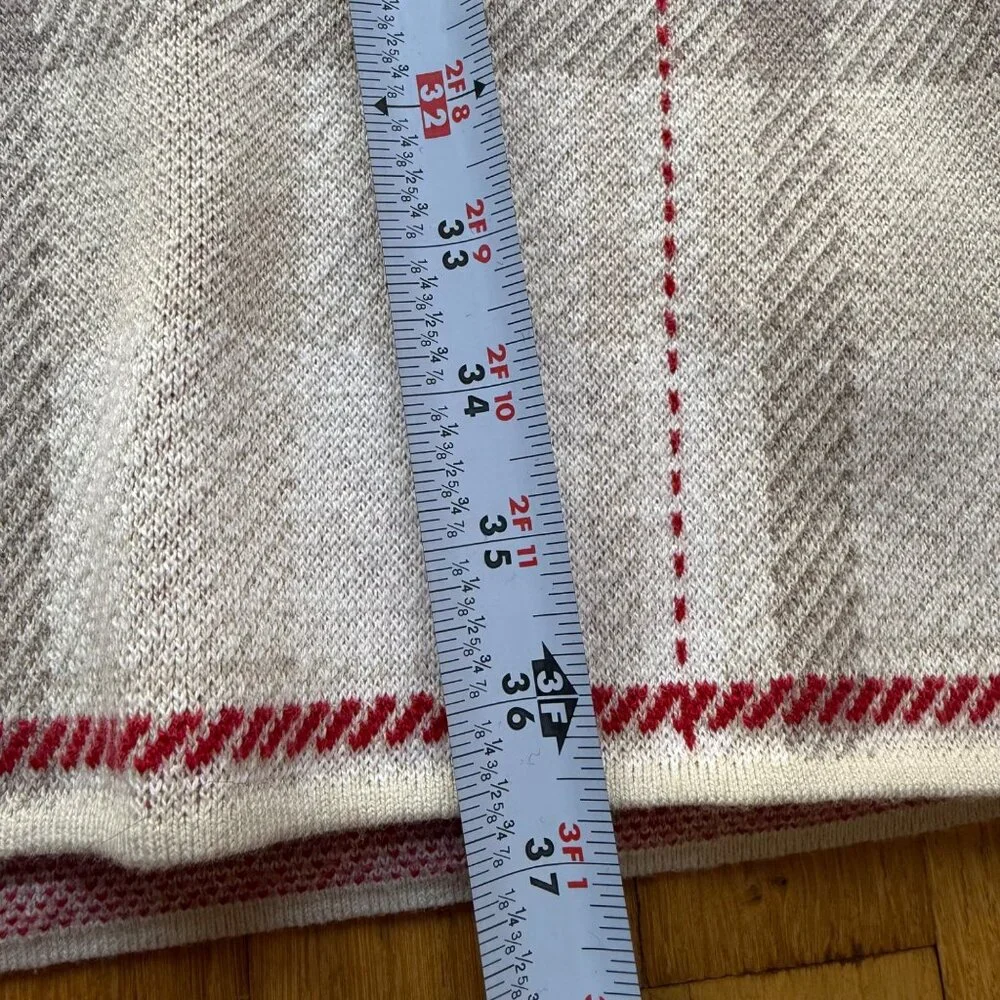 Lands End Size XL Beige & Red Plaid Long Sleeve Shawl Collar Cardigan Sweater - Picture 8 of 16